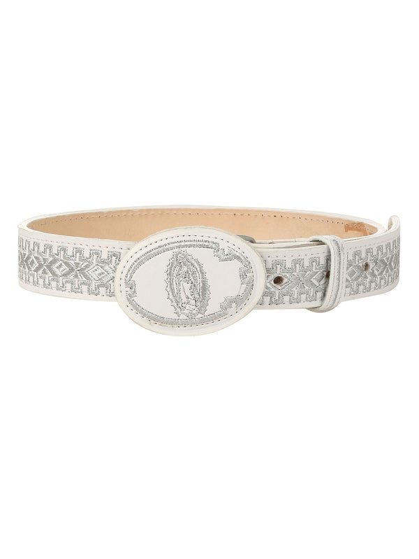 Rain Kids Boys White Silver Virgin Mary Hand Embroidered Dress Belt 18"-32" - SophiasStyle.com